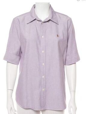 Ralph Lauren Button Down Short Sleeve Purple Shirt.
